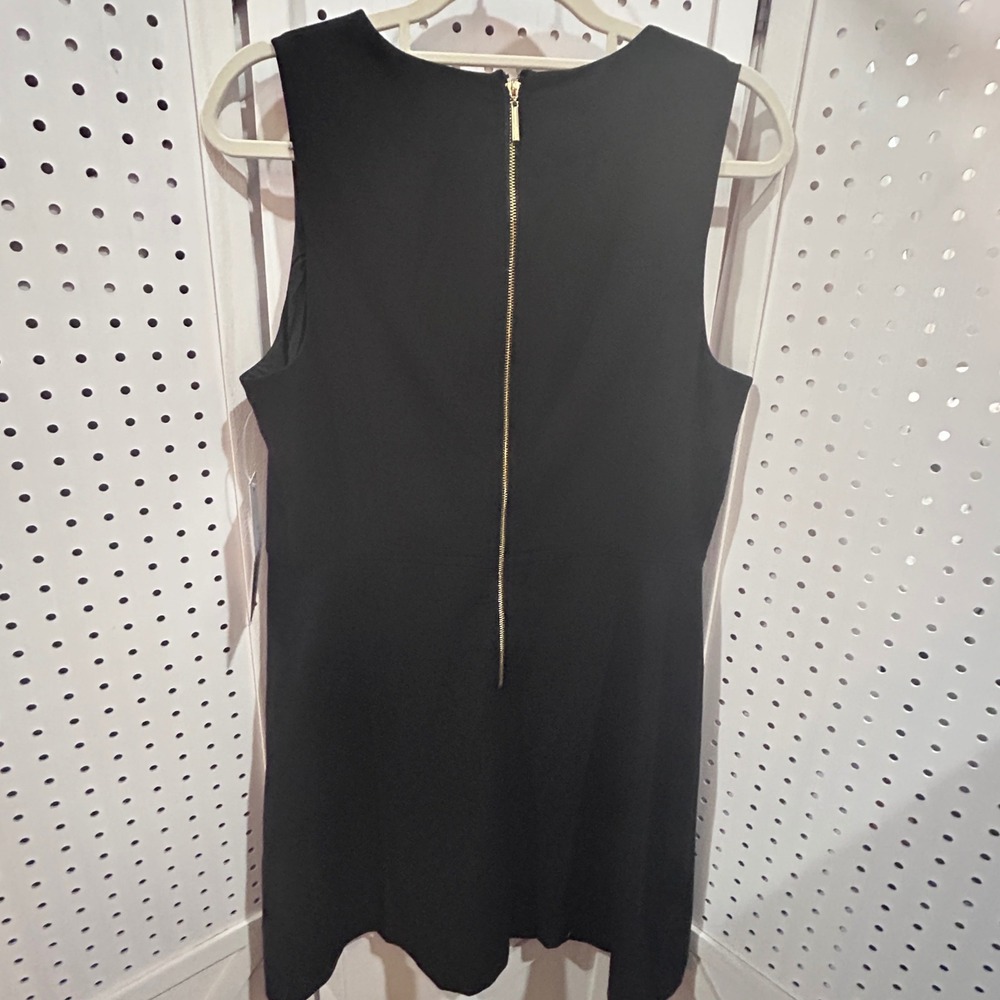 Kensie Black Sleeveless‎ V Neck Sheath Dress Gold Zipper Size L